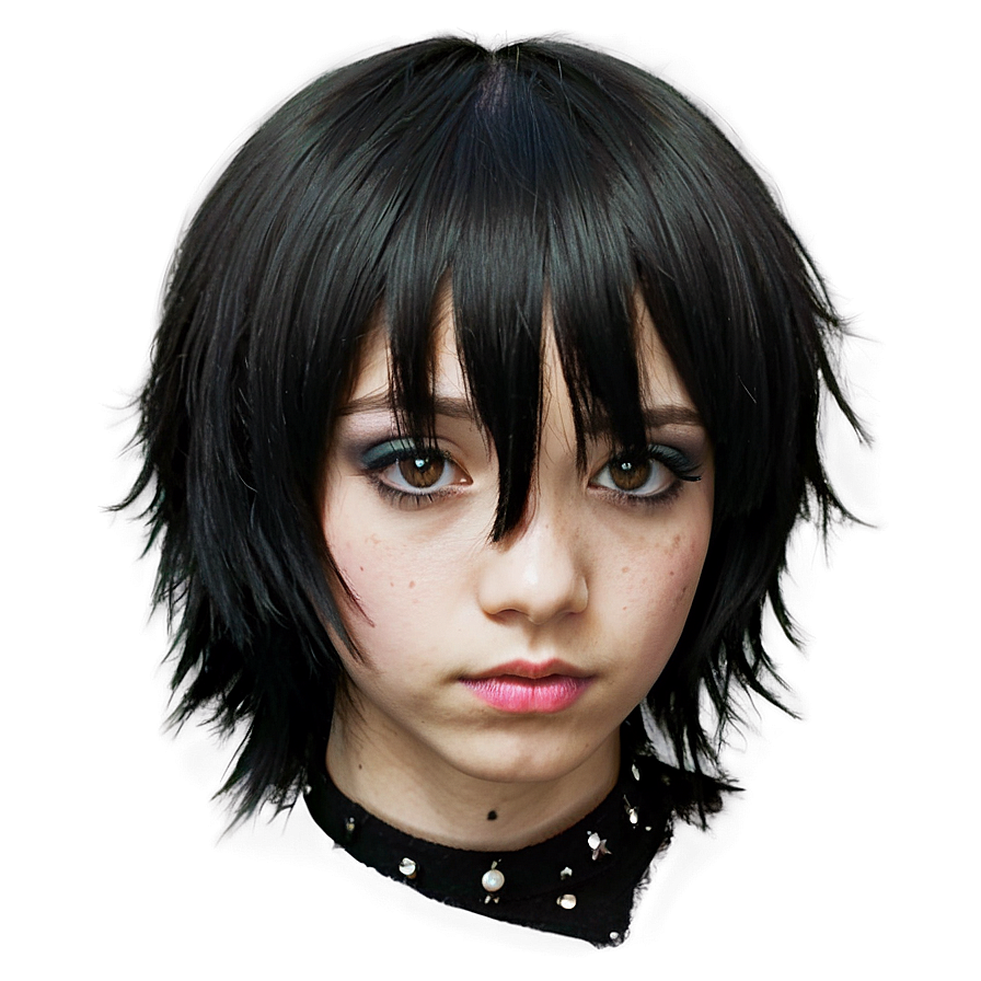 Black Emo Haircut Png 05252024