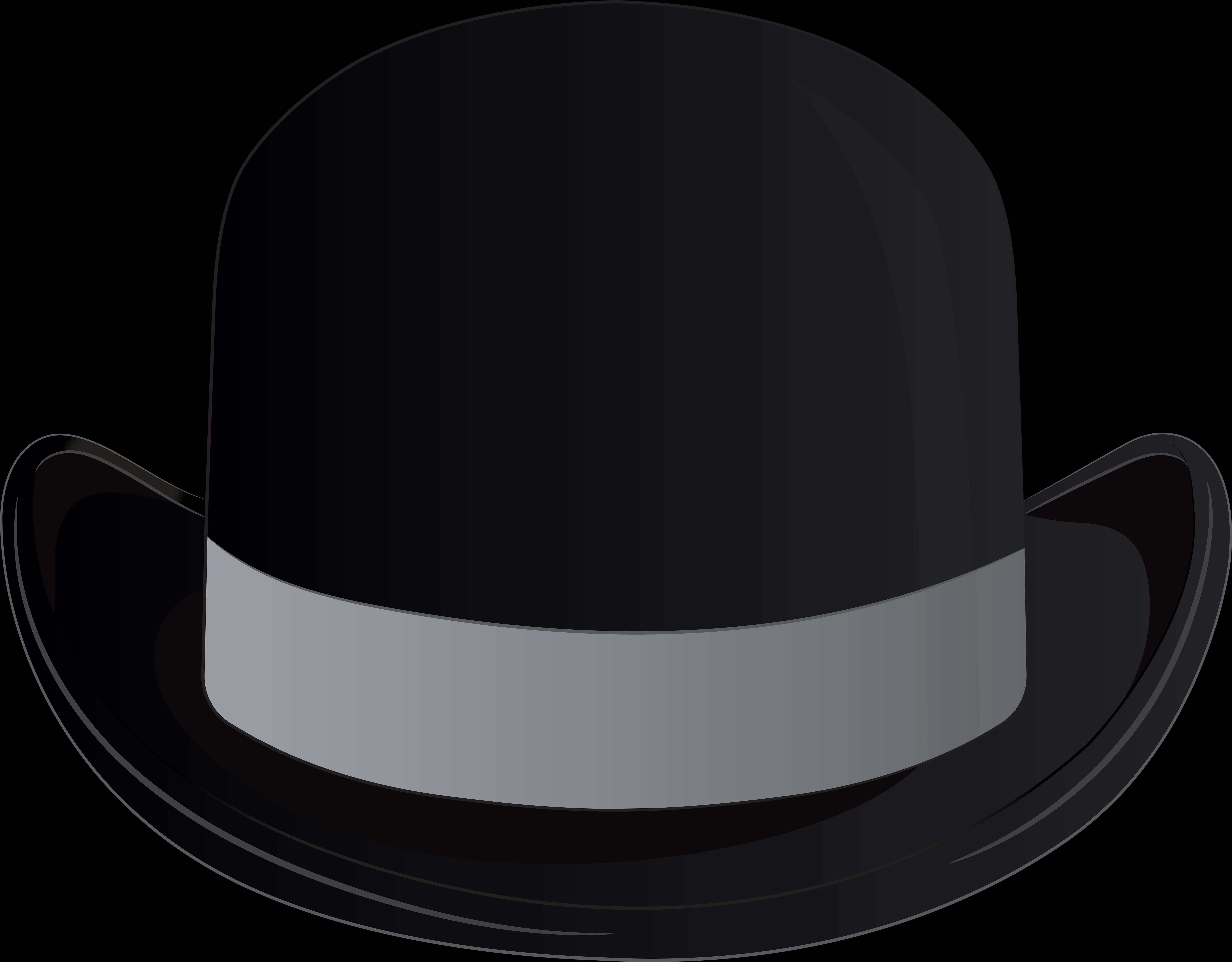 Black Fedora Hat Illustration PNG with transparent background