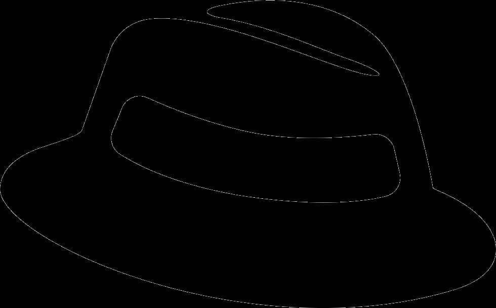 Black Fedora Hat Outline PNG with transparent background
