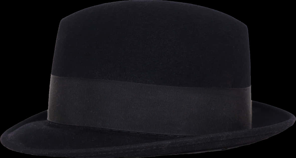 Black Felt Fedora Hat PNG with transparent background