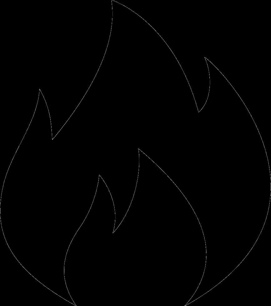 Black Flame Outline Graphic PNG with transparent background