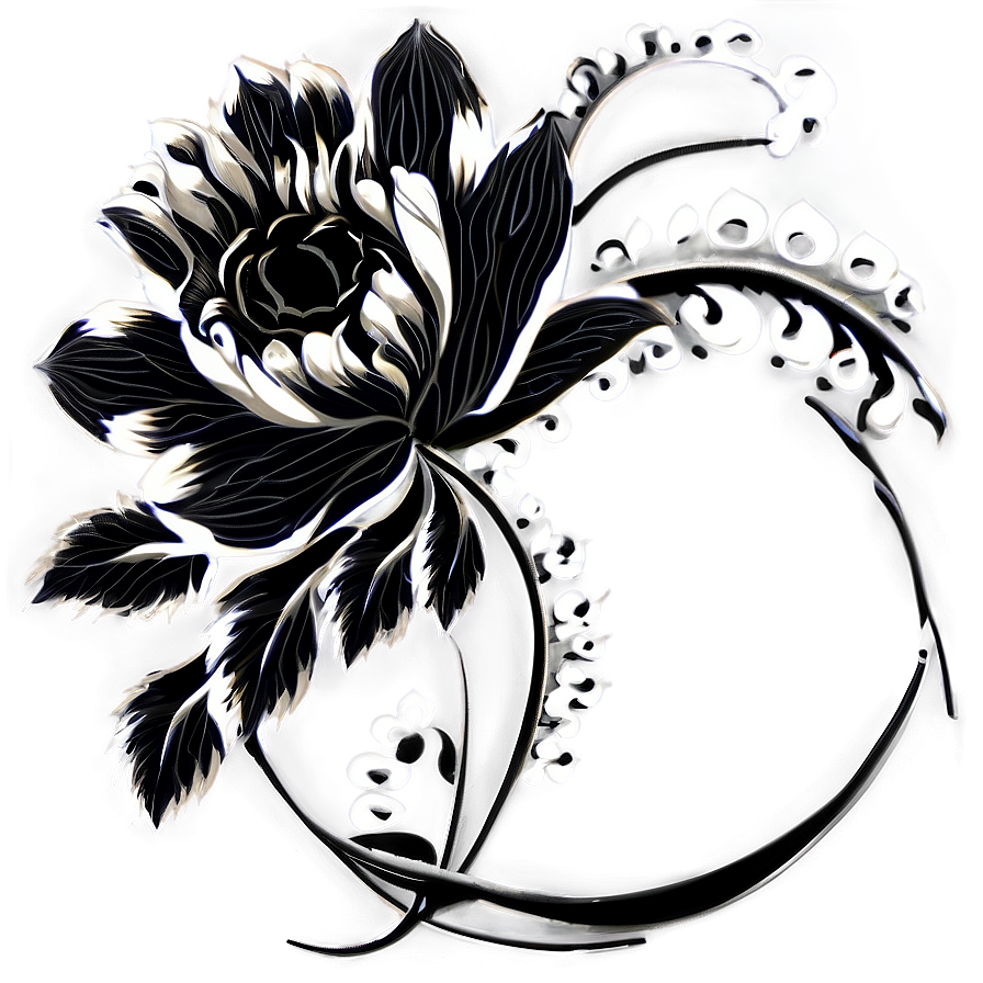 Black Floral Design Png Wgk