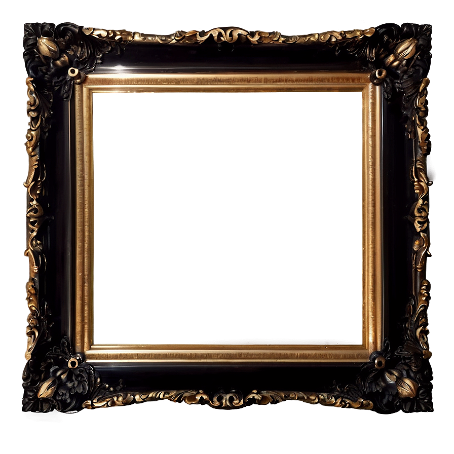 Black Frame With Gold Trim Png 06262024