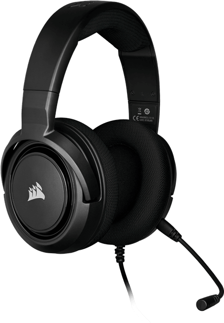 Black Gaming Headsetwith Microphone PNG image with a transparent background, free high-resolution download