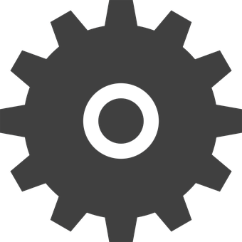 Black Gear Icon Silhouette PNG with transparent background