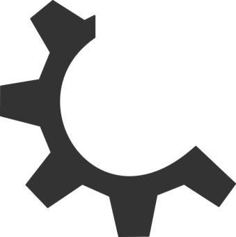 Black Gear Icon Silhouette PNG with transparent background