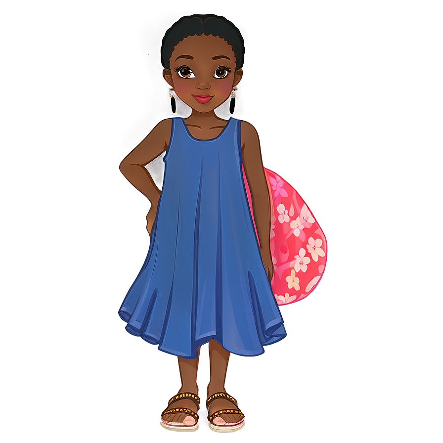 Black Girl Cartoon In Summer Dress Png 06252024