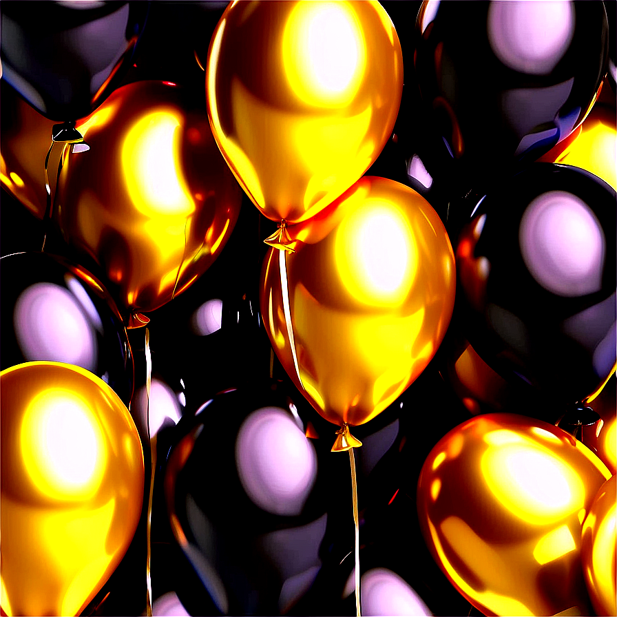 Black Gold Balloon Bouquet Png Kfh23