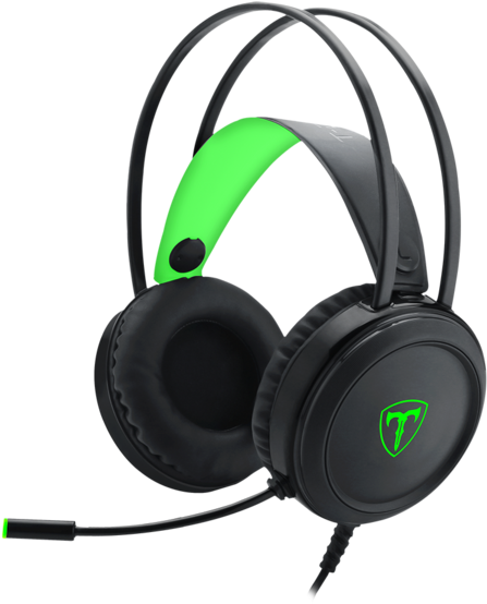 Black Green Gaming Headset PNG image with a transparent background, free high-resolution download