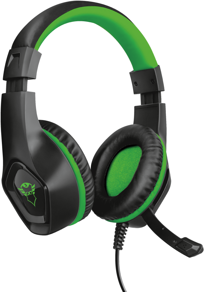Black Green Gaming Headsetwith Microphone PNG image with a transparent background, free high-resolution download
