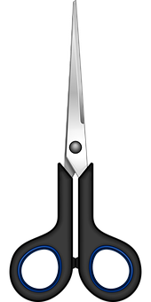 Black Handled Scissors PNG image with a transparent background, free high-resolution download