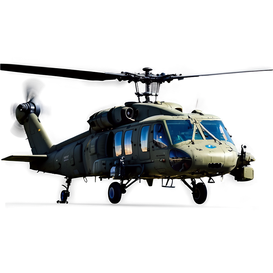 Black Hawk Helicopter With Spotlight Png Lye11