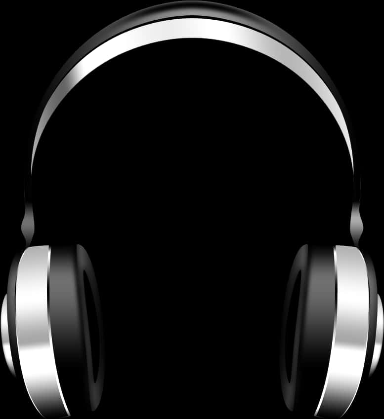 Black Headphones Silhouette PNG with transparent background