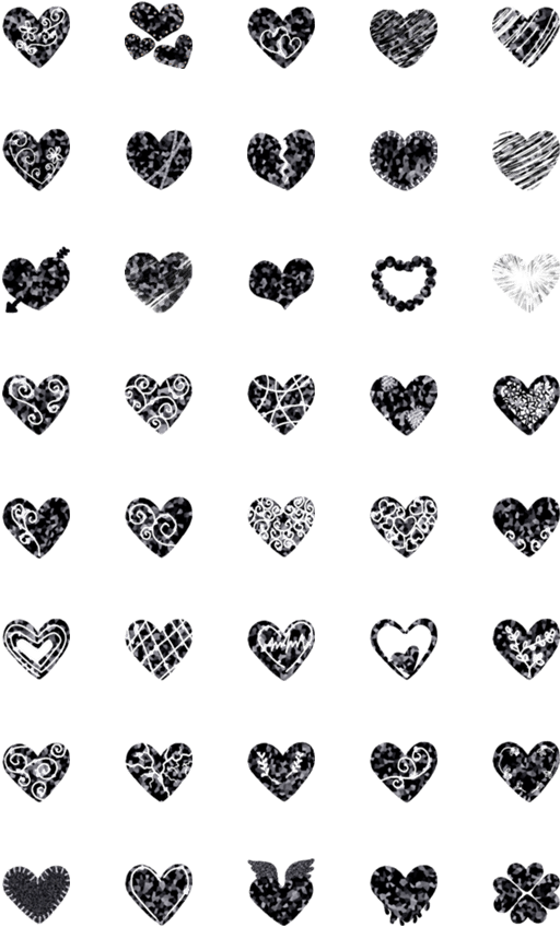 Black Heart Patternon Teal Background