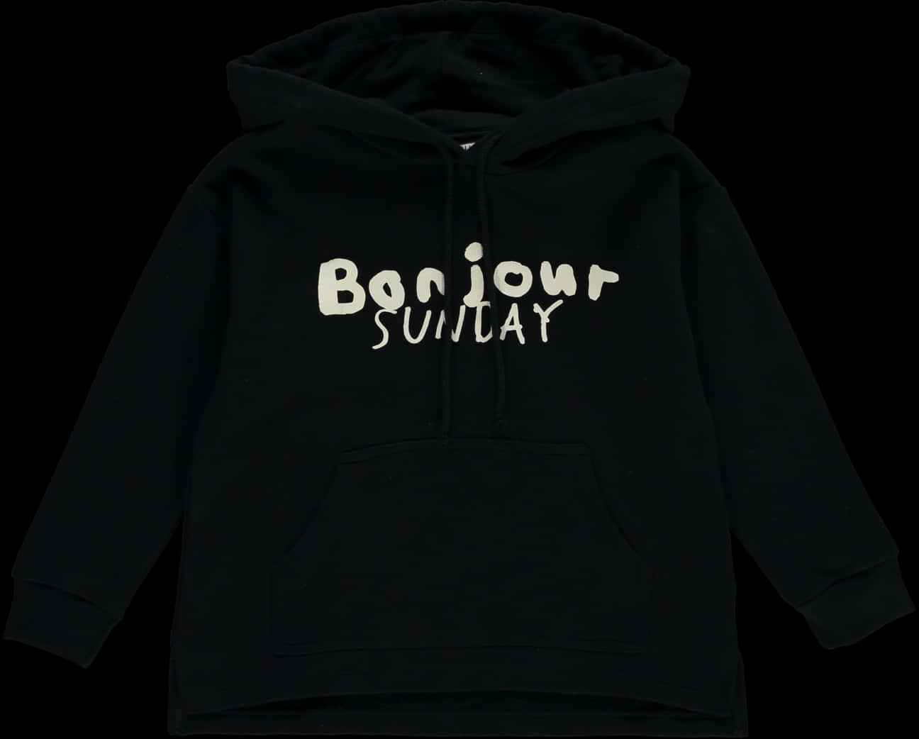 Black Hoodie Bonjour Sunday Print