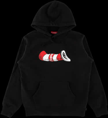 Black Hoodie Red Graphic Design