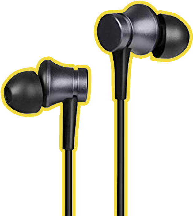 Black In Ear Earphones Isolated