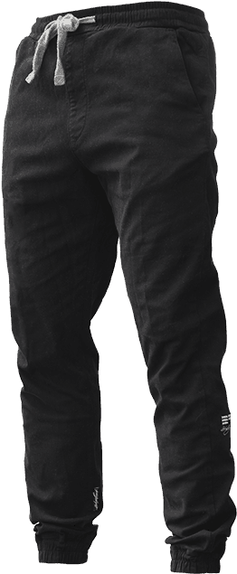 Black Jogger Pants Product Display PNG image with a transparent background, free high-resolution download