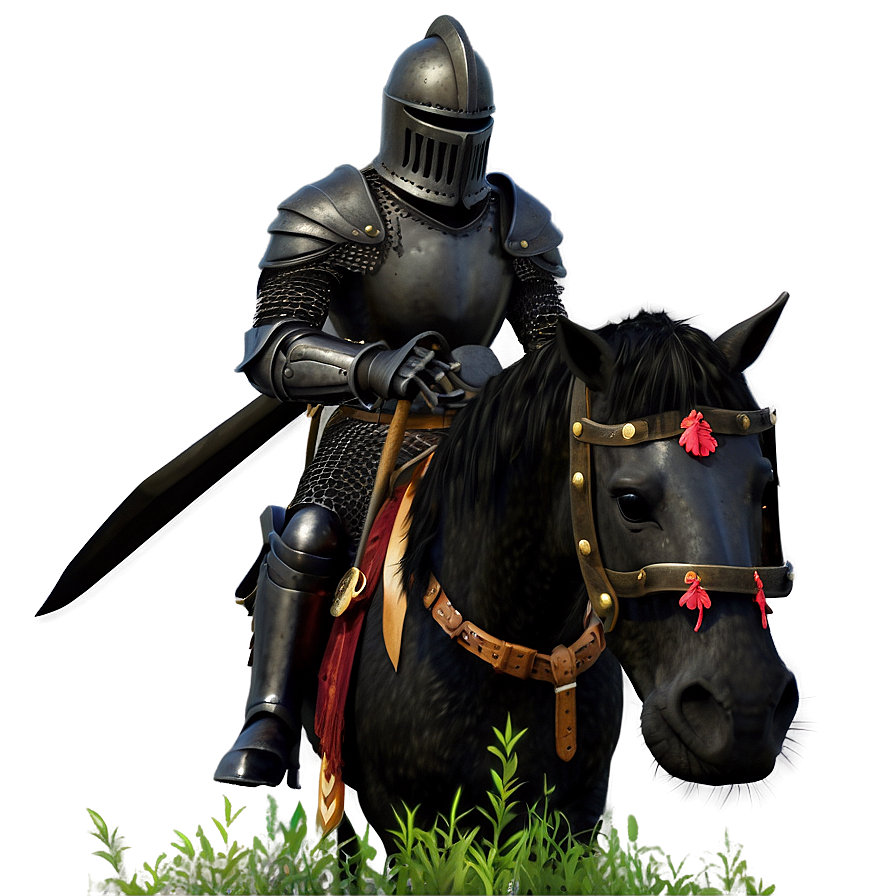 Black Knight On Horseback Png Tok