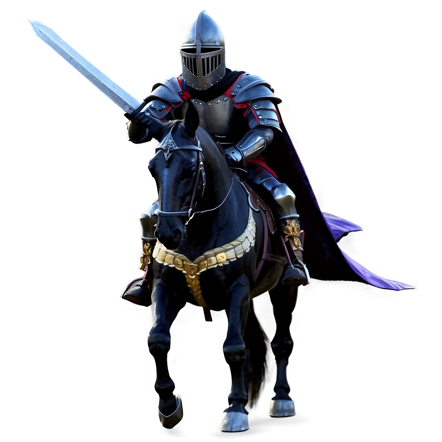 Black Knight Riding Into Battle Png 50