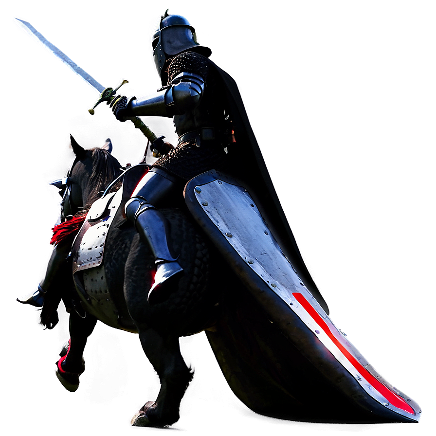 Black Knight Riding Into Battle Png Rfm24