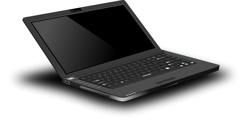 Black Laptop Isolatedon Dark Background PNG with transparent background