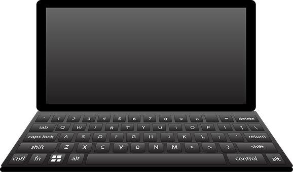 Black Laptop Keyboardand Screen PNG with transparent background