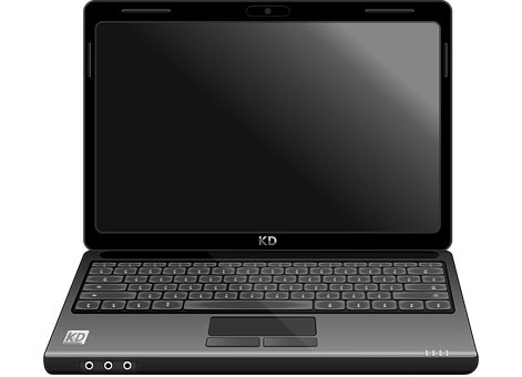 Black Laptop Vector Illustration PNG with transparent background