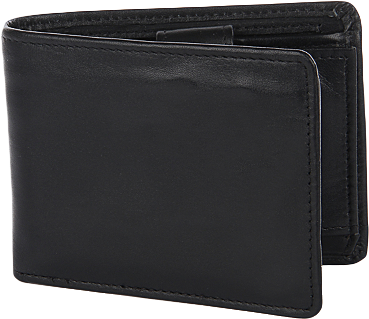 Black Leather Bifold Wallet PNG with transparent background