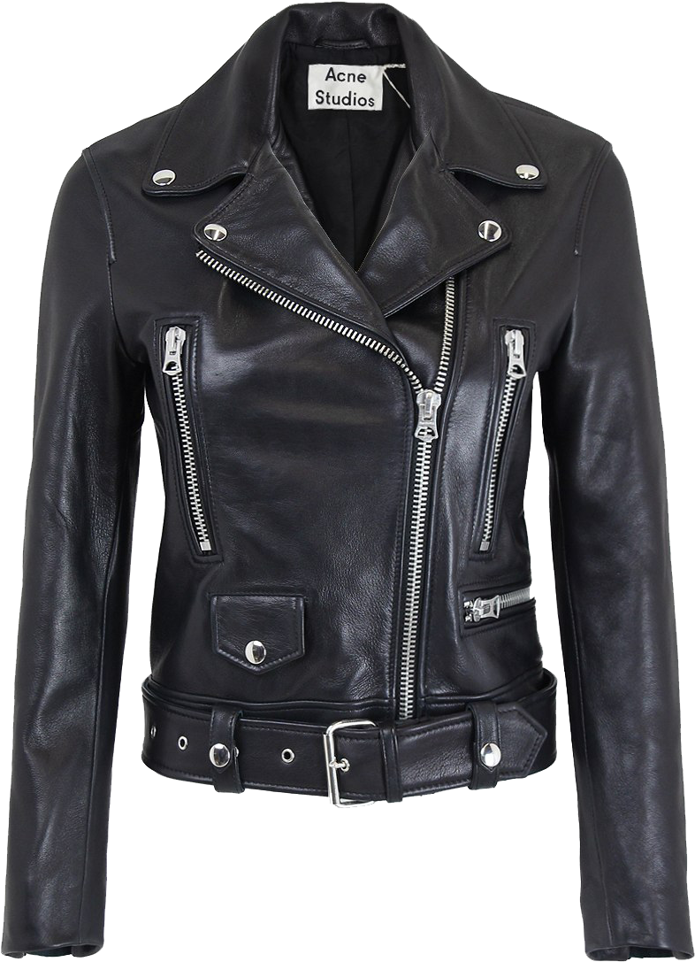 Black Leather Jacket Png Hd Image - Acne Leather Biker Jacket, Transparent Png PNG with transparent background