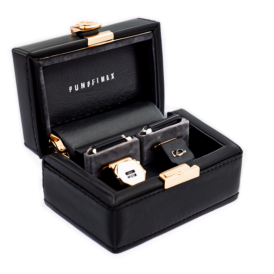 Black Leather Cufflink Box Png Ugx5