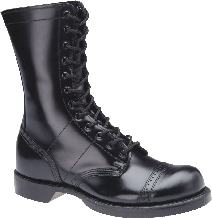 Black Leather Military Boot