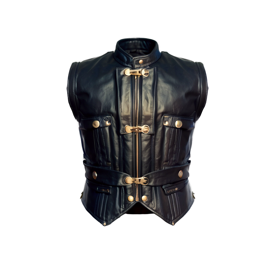 Black Leather Vest Png Wst54