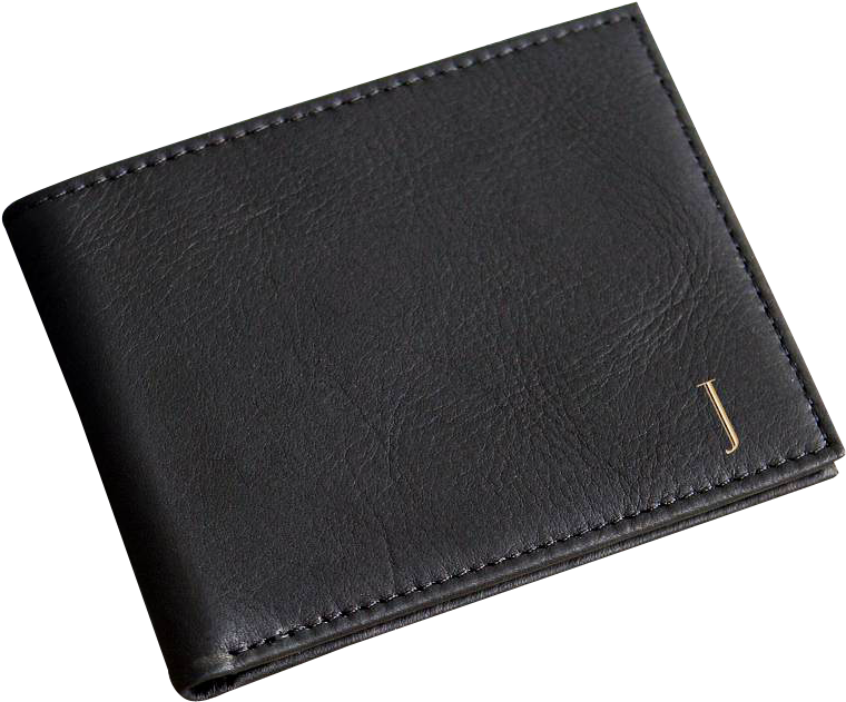Black Leather Wallet Product Photo PNG with transparent background