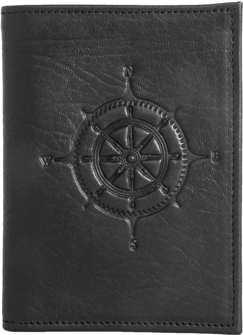 Black Leather Walletwith Compass Design