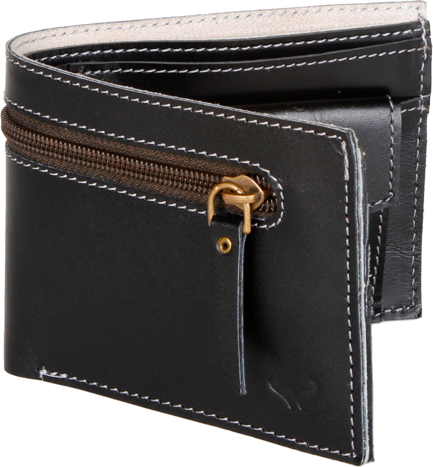 Black Leather Walletwith Zipper