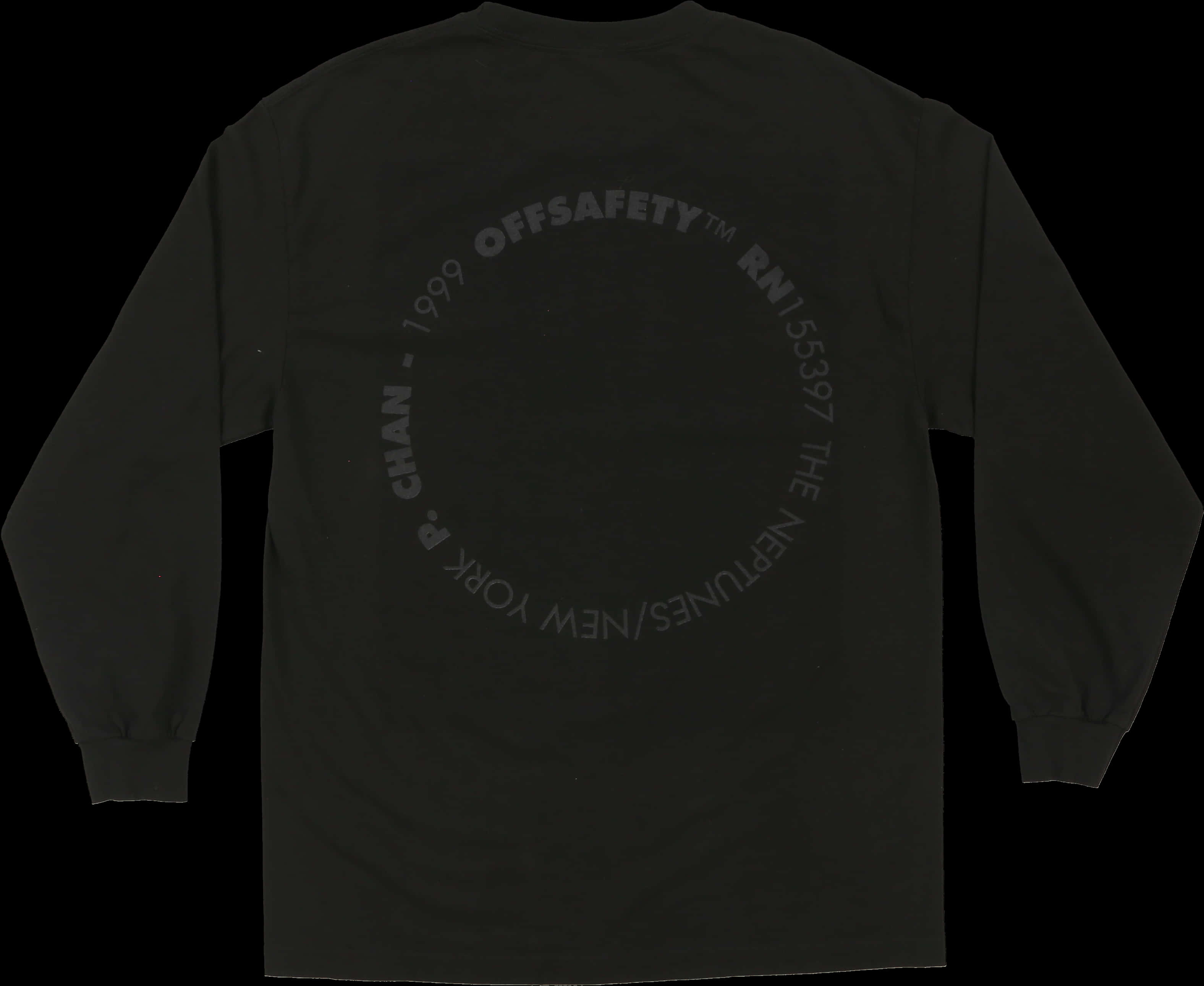 Black Long Sleeve Shirtwith Graphic Print PNG with transparent background
