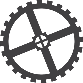 Black Mechanical Gear Icon PNG with transparent background