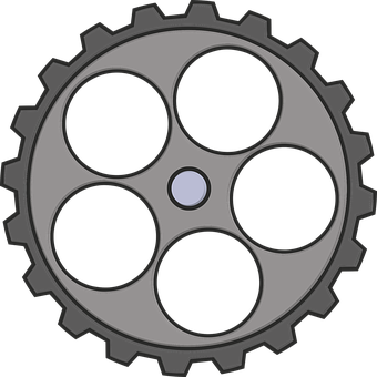 Black Mechanical Gear Icon PNG with transparent background