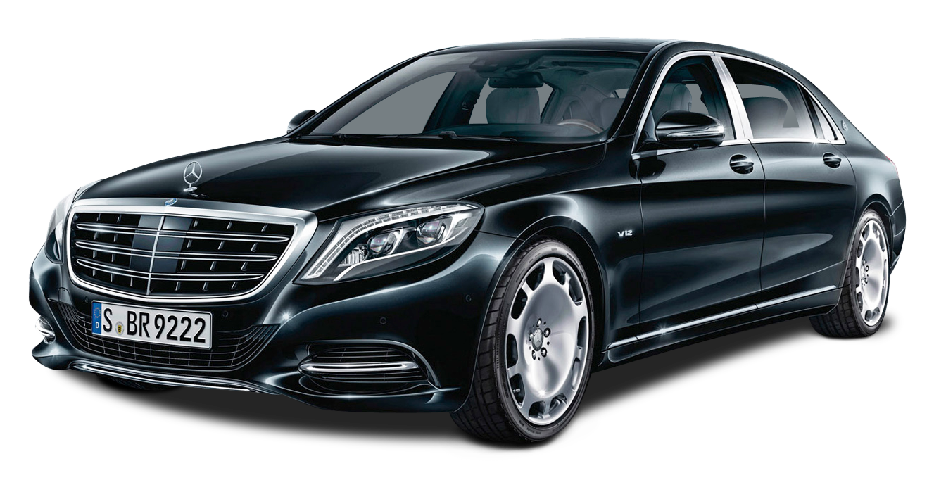 Black Mercedes Benz S Class Side View PNG with transparent background
