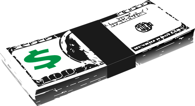 Black Money Stack Illustration PNG with transparent background