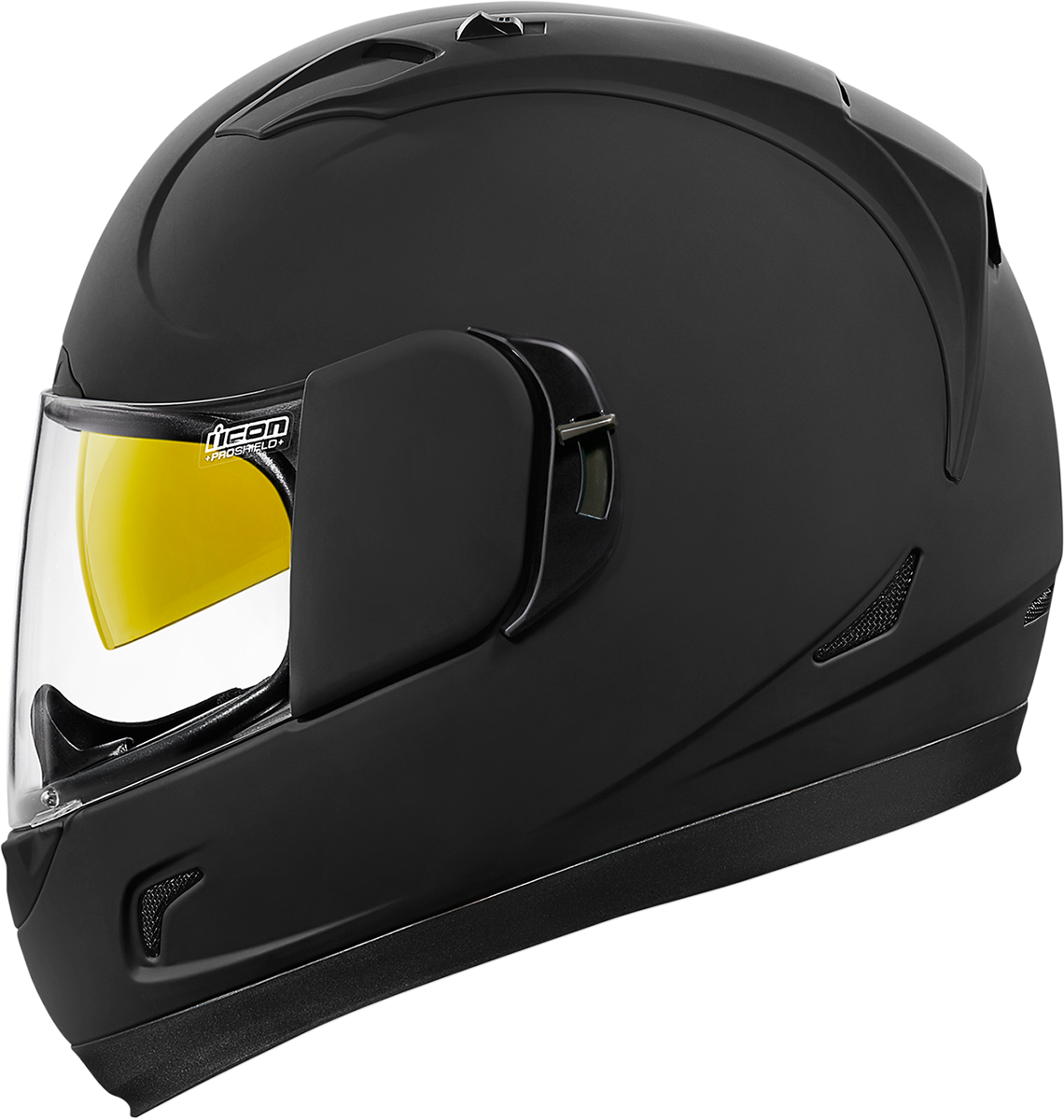 Black Motorcycle Helmet Yellow Visor