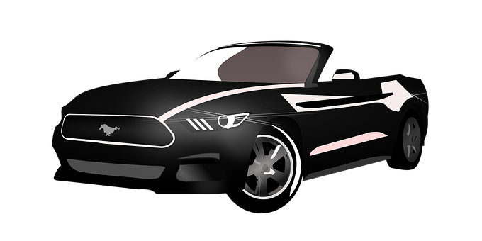 Black Mustang Illustration PNG with transparent background