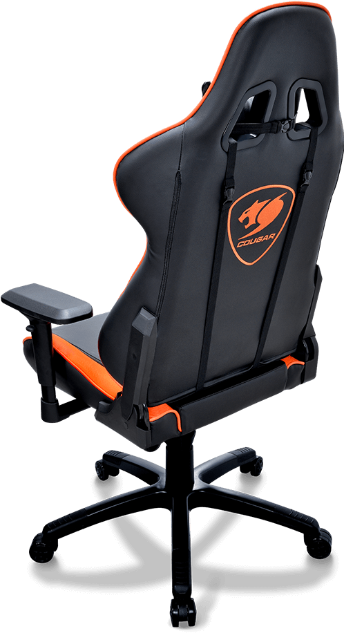 Black Orange Gaming Chair Cougar PNG with transparent background
