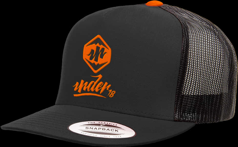 Black Orange Snapback Cap