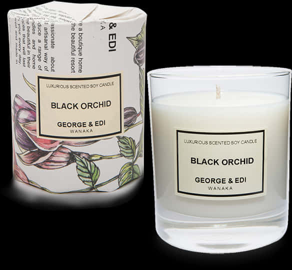 Black Orchid Scented Soy Candle PNG with transparent background