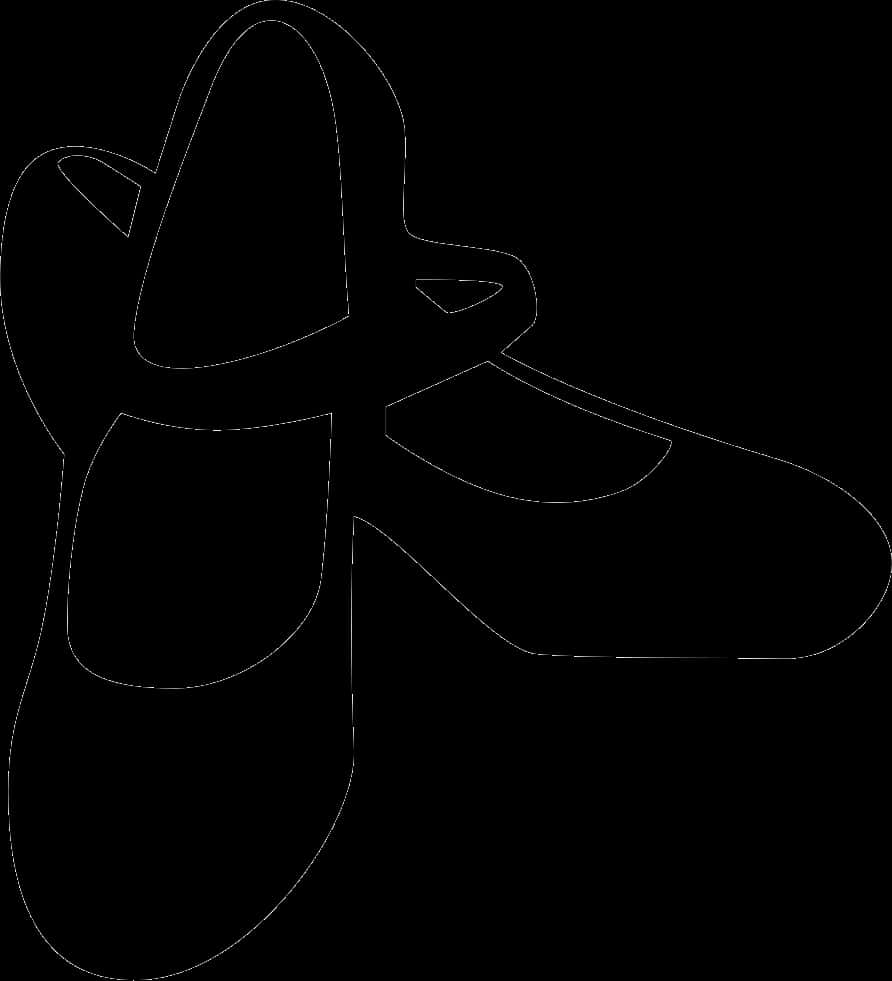 Black Outline Flat Shoe Illustration