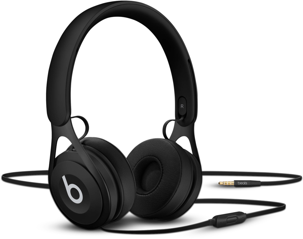 Black Over Ear Headphones Beats Brand PNG image with a transparent background, free high-resolution download