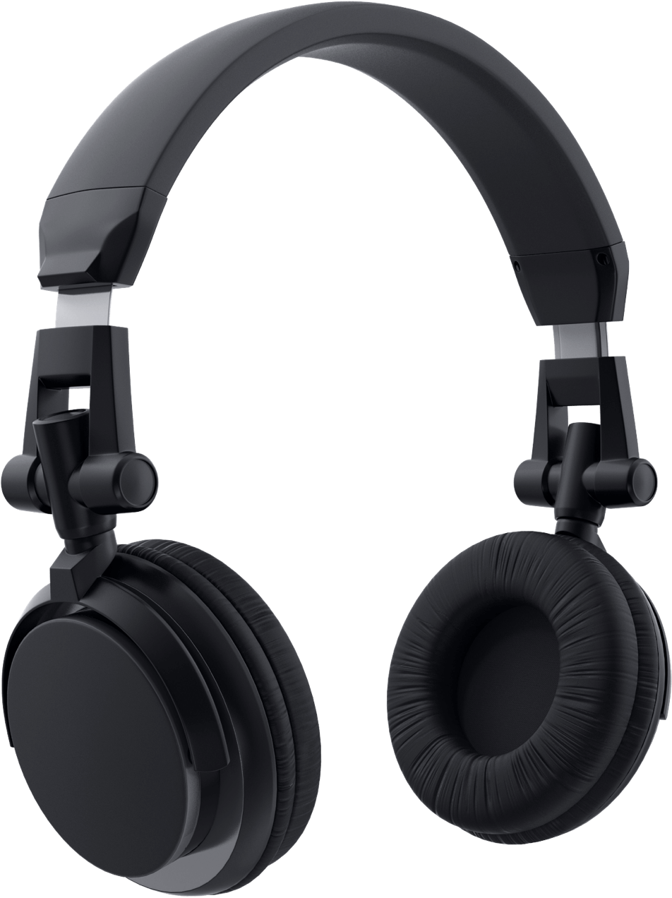 Black Over Ear Headphones PNG image with a transparent background, free high-resolution download