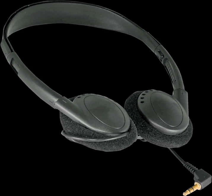 Black Over Ear Headphoneswith Cable PNG with transparent background